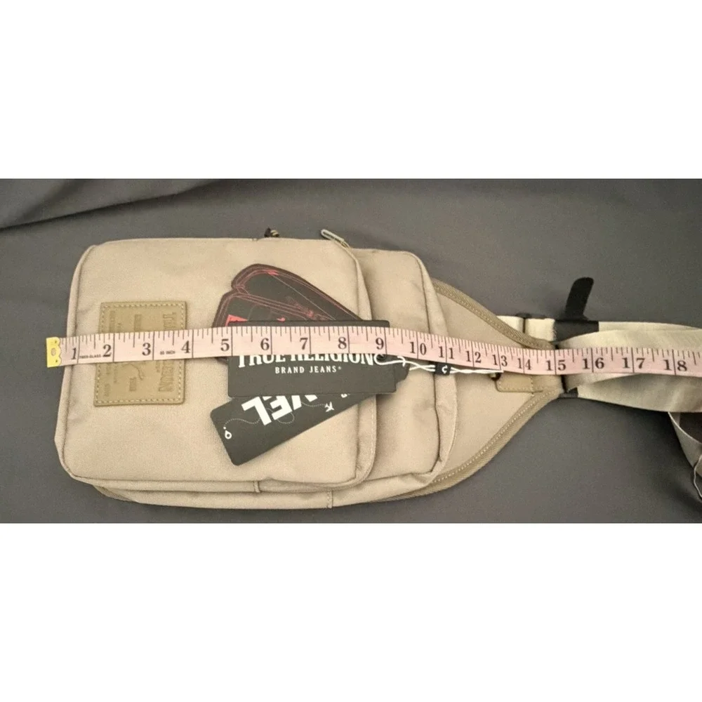 True Religion Pippen Tan Sling Crossbody Bag Adult Zip Adjustable Strap NEW